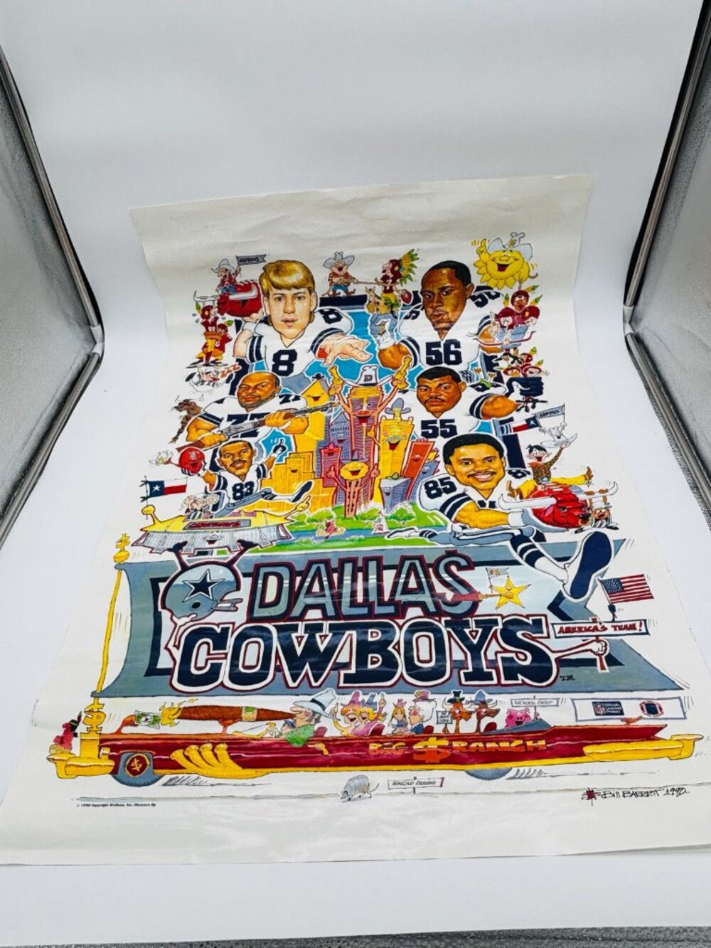 Vintage 1990 NFL Posters:.Dallas Cowboys: Art by Bill Barret:24x36